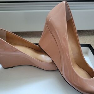 J Crew nude wedge heels